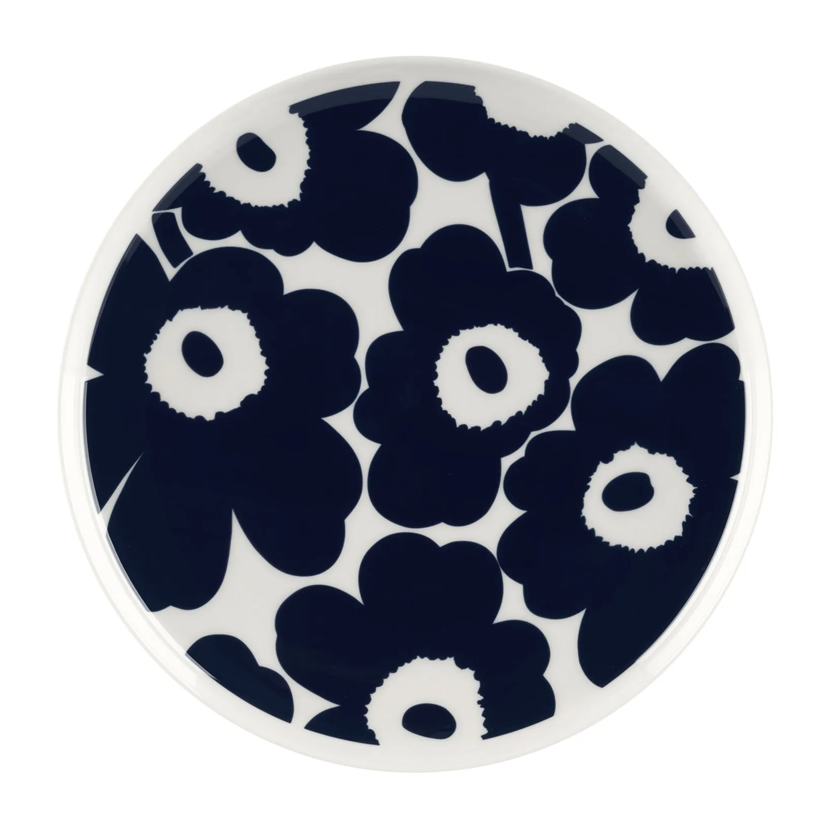 Unikko tallerken Ø 25, Hvit-mørkeblå Marimekko
