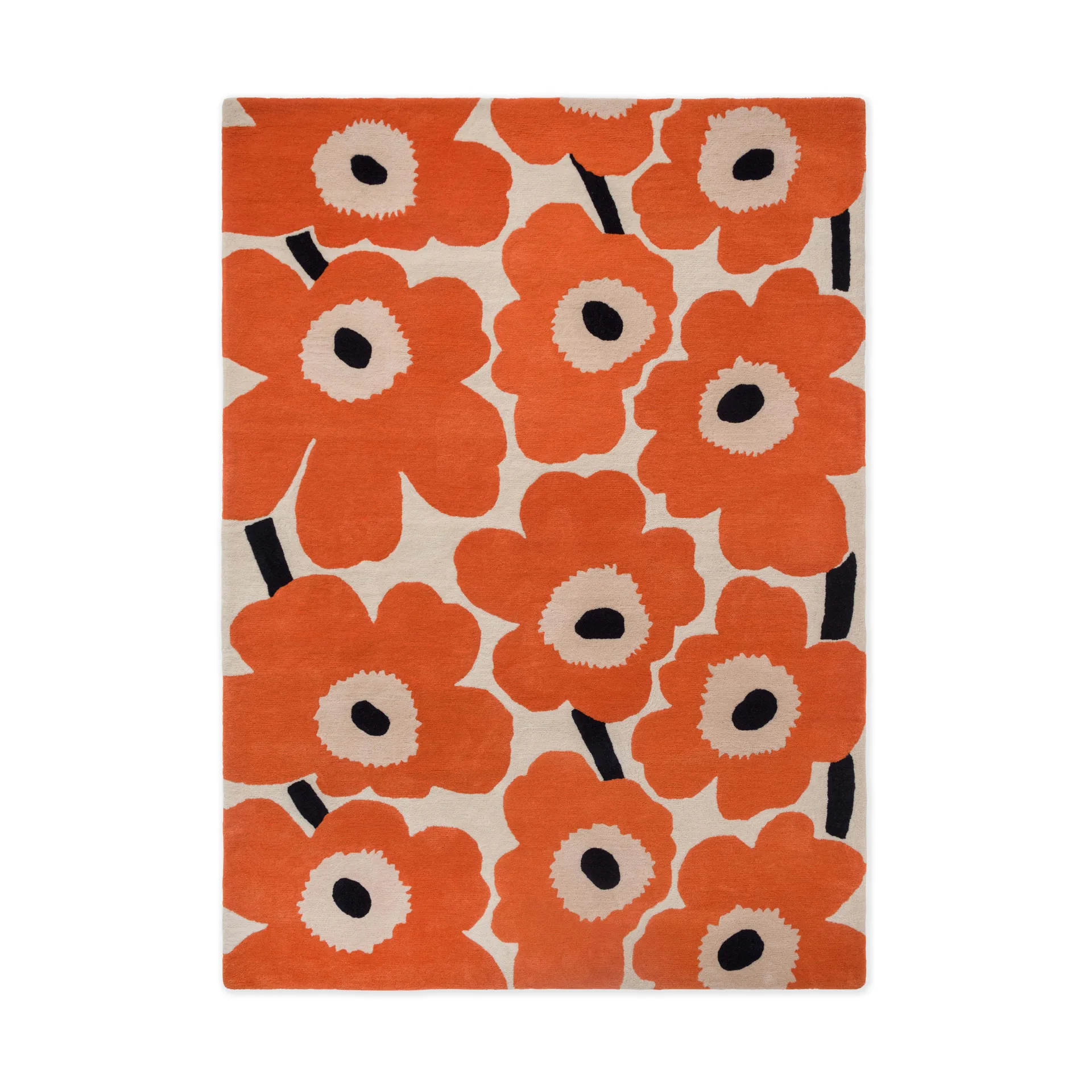 Unikko ullteppe, Orange Red, 170x240 cm Marimekko
