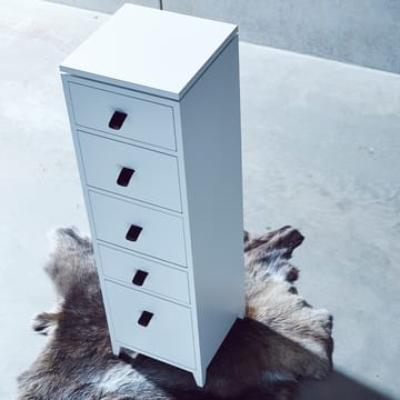 Abisko kommode - hvit, betongtopp, 6 skuffer - Mavis