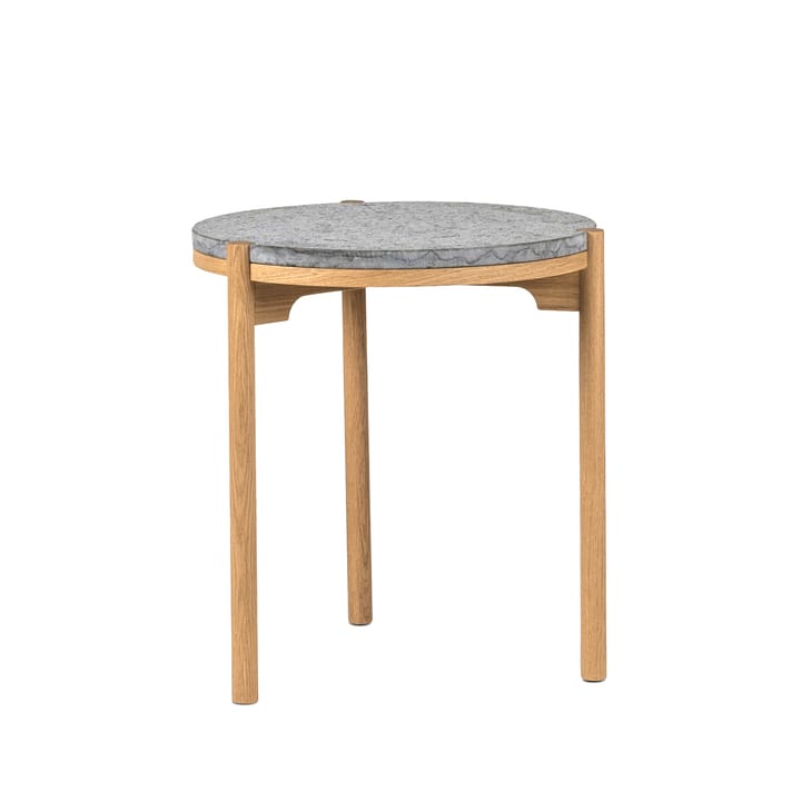 Dondo sidebord hvitpigmentert eik Ø45 cm - Høvlet kalkstein - Mavis