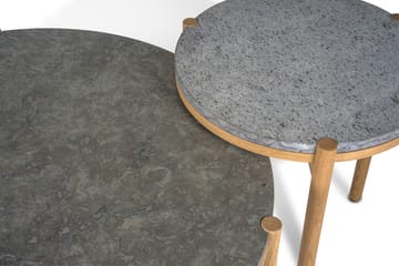 Dondo sidebord hvitpigmentert eik Ø45 cm - Høvlet kalkstein - Mavis