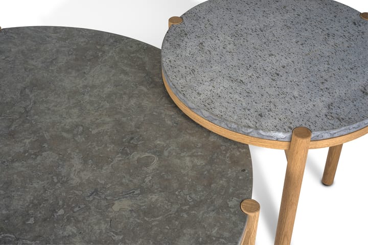 Dondo sidebord hvitpigmentert eik Ø45 cm, Høvlet kalkstein Mavis