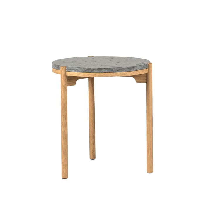 Dondo sidebord hvitpigmentert eik Ø45 cm - Slipet kalkstein - Mavis