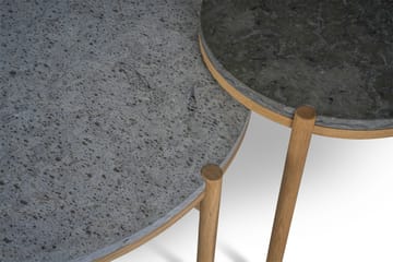 Dondo sidebord hvitpigmentert eik Ø45 cm - Slipet kalkstein - Mavis