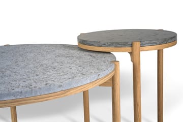 Dondo sidebord hvitpigmentert eik Ø45 cm - Slipet kalkstein - Mavis