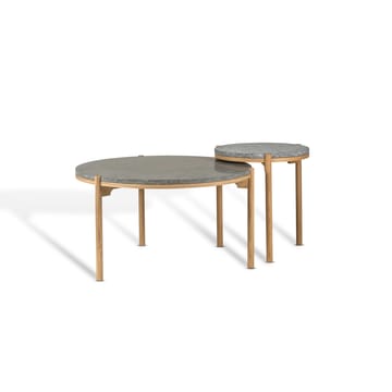 Dondo sofabord hvitpigmentert eik Ø80 cm - Slipte kalkstein - Mavis