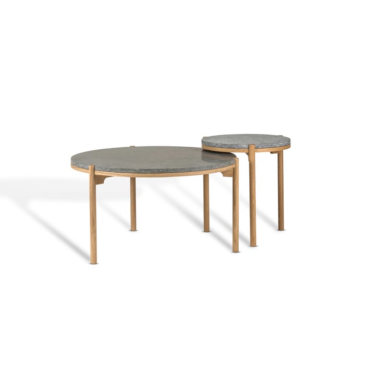 Dondo sofabord hvitpigmentert eik Ø80 cm, Slipte kalkstein Mavis
