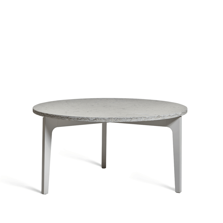 Höllviken sofabord Ø80 cm - kalkstein, lysgrått understell - Mavis