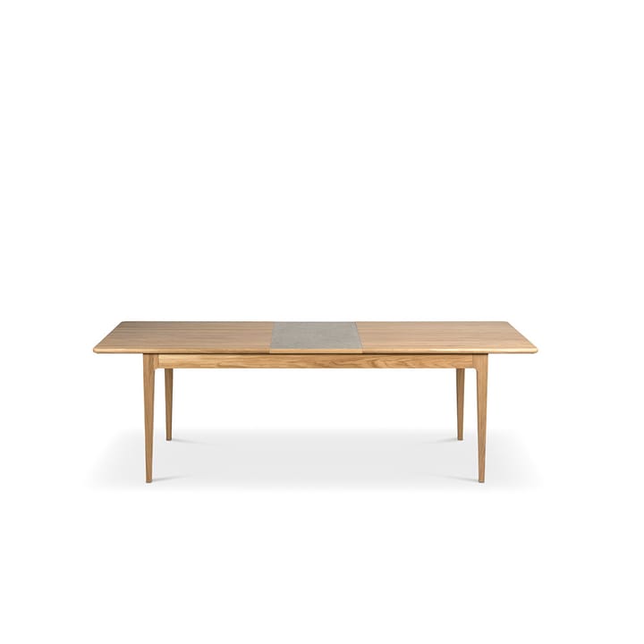 Höllviken spisebord - Eik hvitpigmentert mattlakk-1 ilegg-kalkstein á 50 cm - Mavis