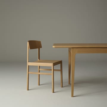 Höllviken spisebord - eik hvitpigmentert mattlakk, 2 ilegg, beige mdf á 50 cm - Mavis