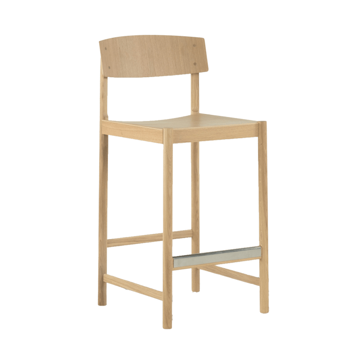 Rod barstol 65 cm, Hvitsjiktegrunnet mattlakkert eik Mavis