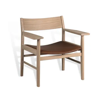 Siza loungestol - Hvitpigmentert mattlakket eik-Cognac Tärnsjö lær - Mavis
