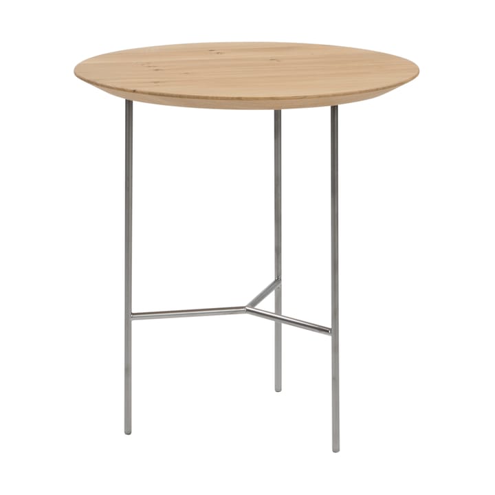 Tribeca sidebord - eik lakk, satinkrommede ben, ø47 cm - Mavis