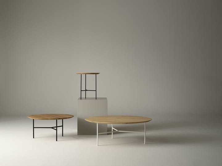 Tribeca sidebord, eik såped, rustikk, satinkrommede ben, ø47 cm Mavis
