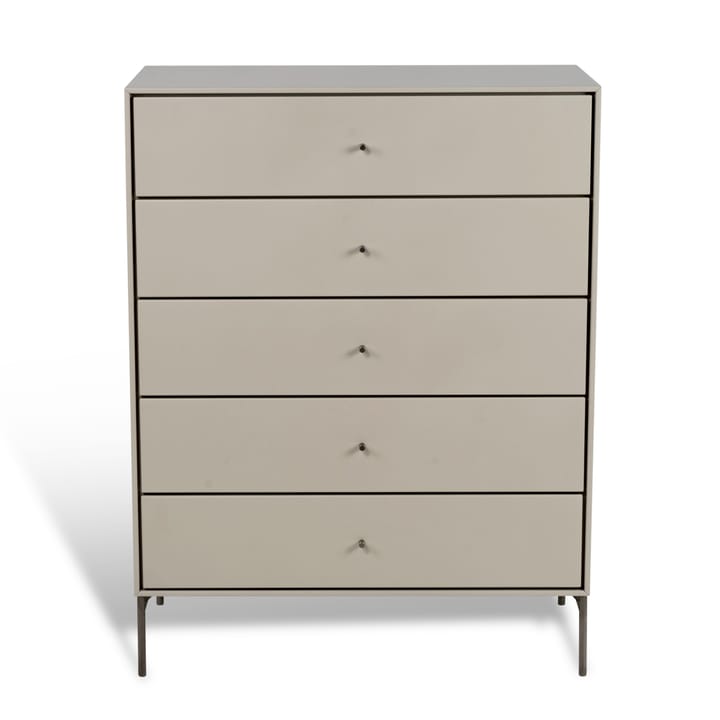 Volt kommode 5 skuffer beige - Detaljer i rustfritt stål - Mavis