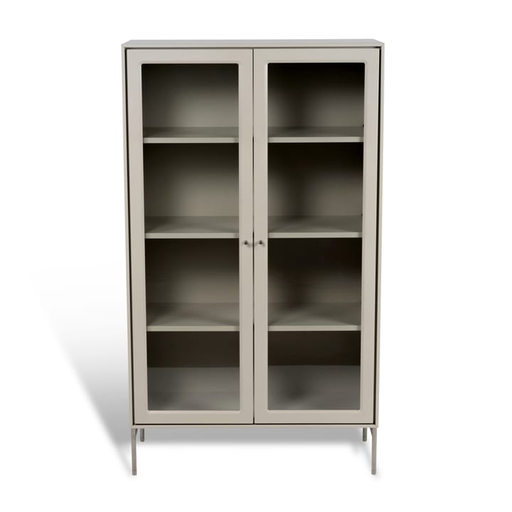 Volt vitrineskap 130 cm beige - Detaljer i rustfritt stål - Mavis