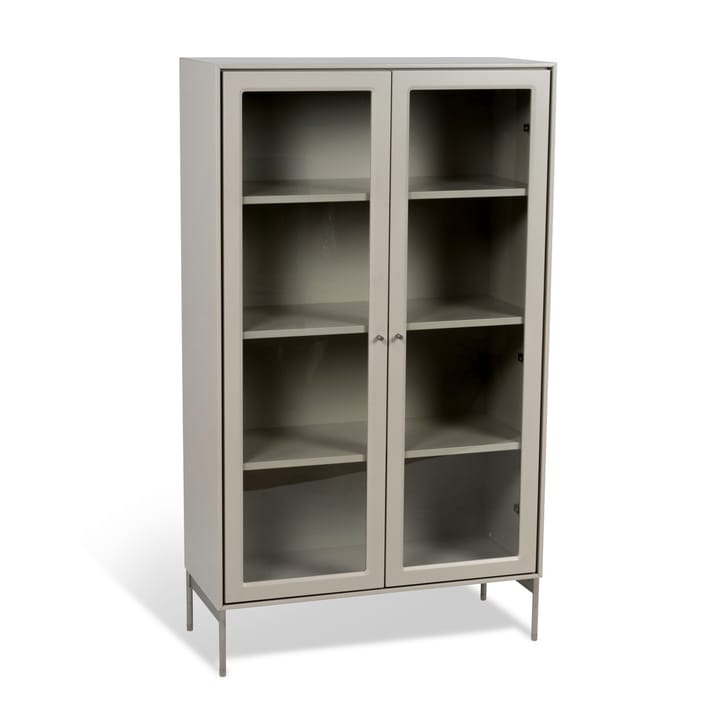 Volt vitrineskap 130 cm beige, Detaljer i rustfritt stål Mavis