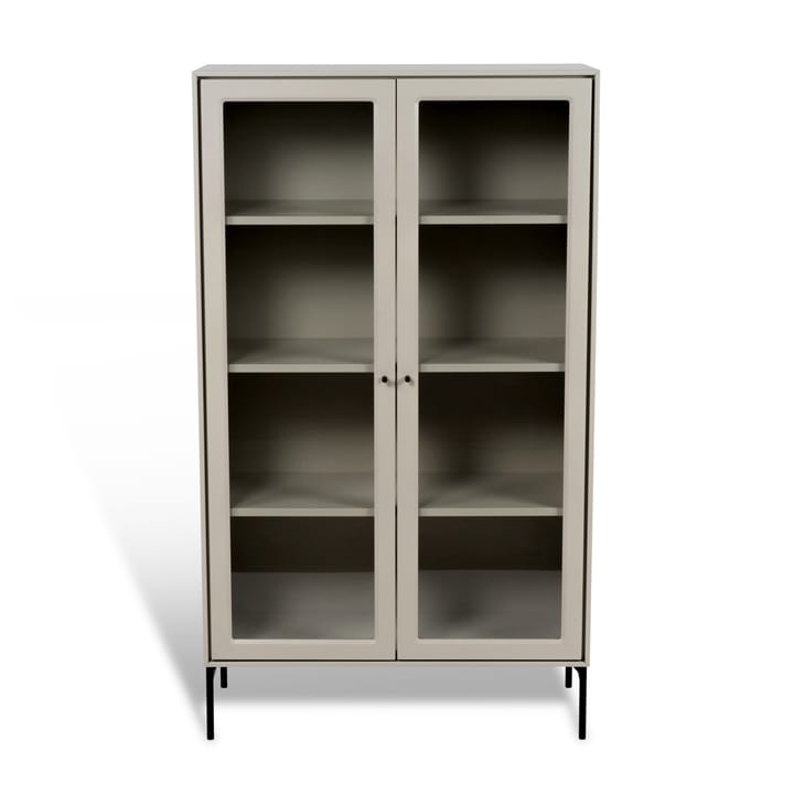 Volt vitrineskap 130 cm beige - Detaljer i svart - Mavis