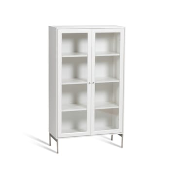 Volt vitrineskap 130 cm hvitlakk - Detaljer i rustfritt stål - Mavis