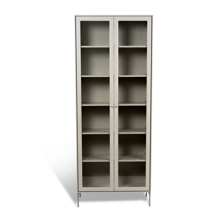 Volt vitrineskap 190 cm beige - Detaljer i rustfritt stål - Mavis