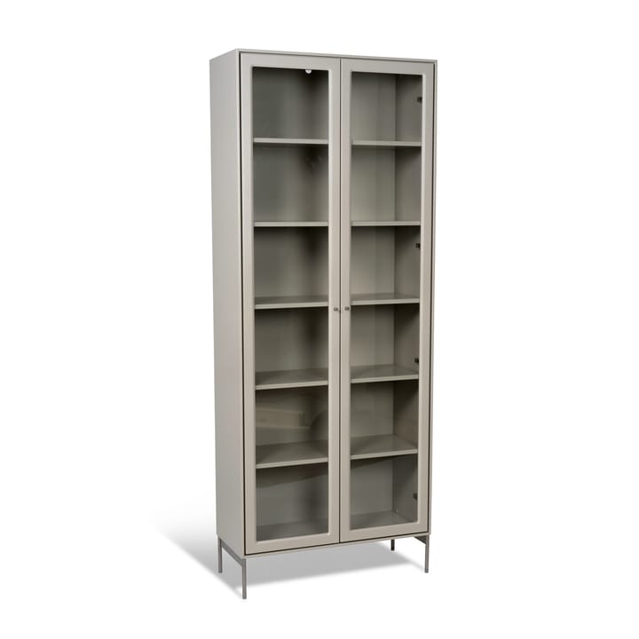 Volt vitrineskap 190 cm beige, Detaljer i rustfritt stål Mavis