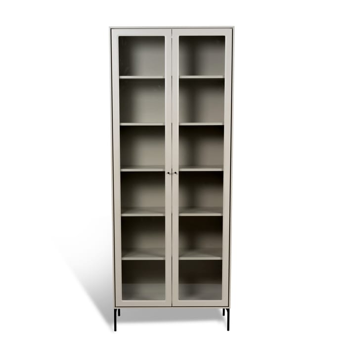Volt vitrineskap 190 cm beige - Detaljer i svart - Mavis