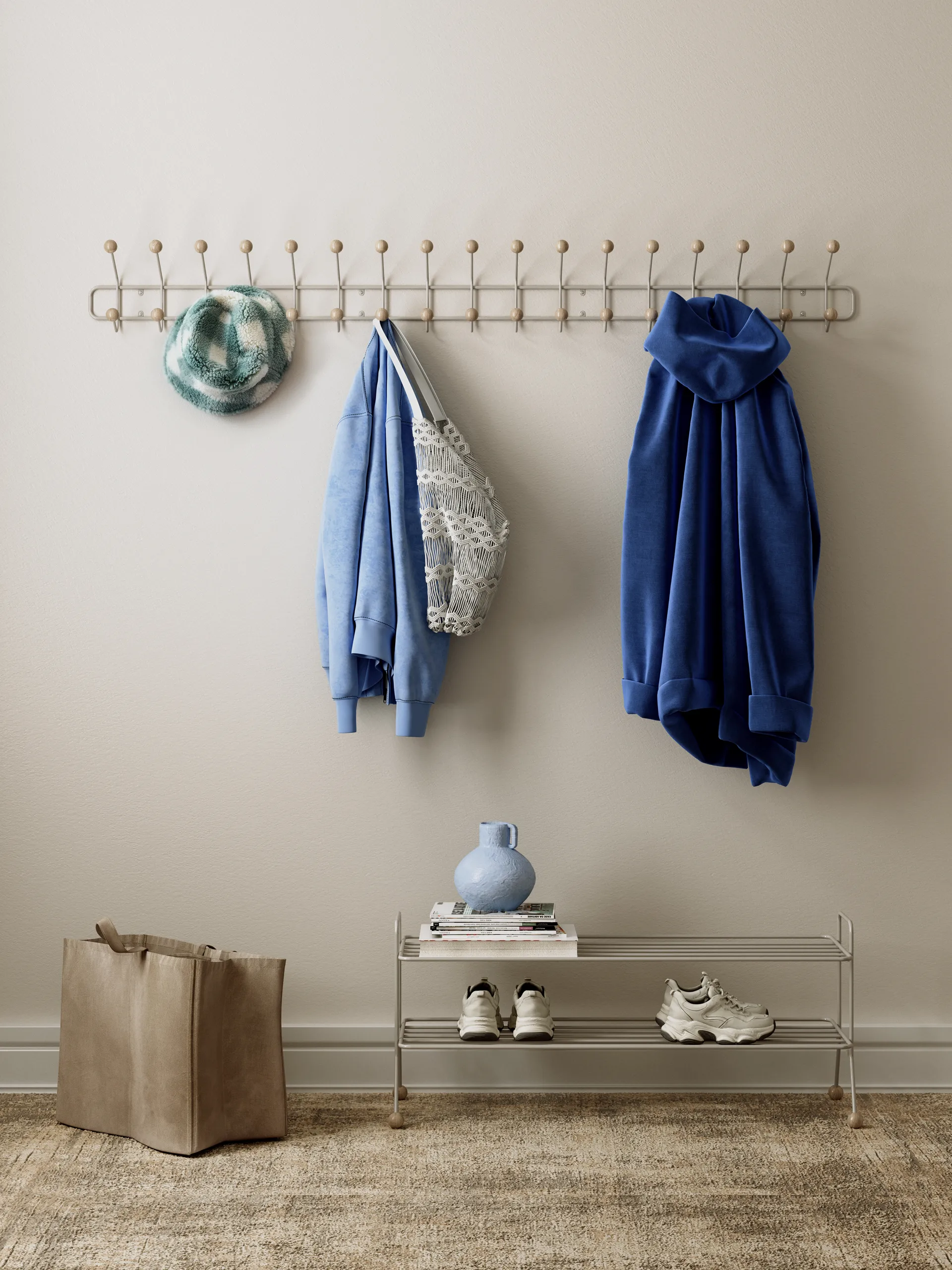 Bill Shoe Shelf L skohylle, Greige Maze