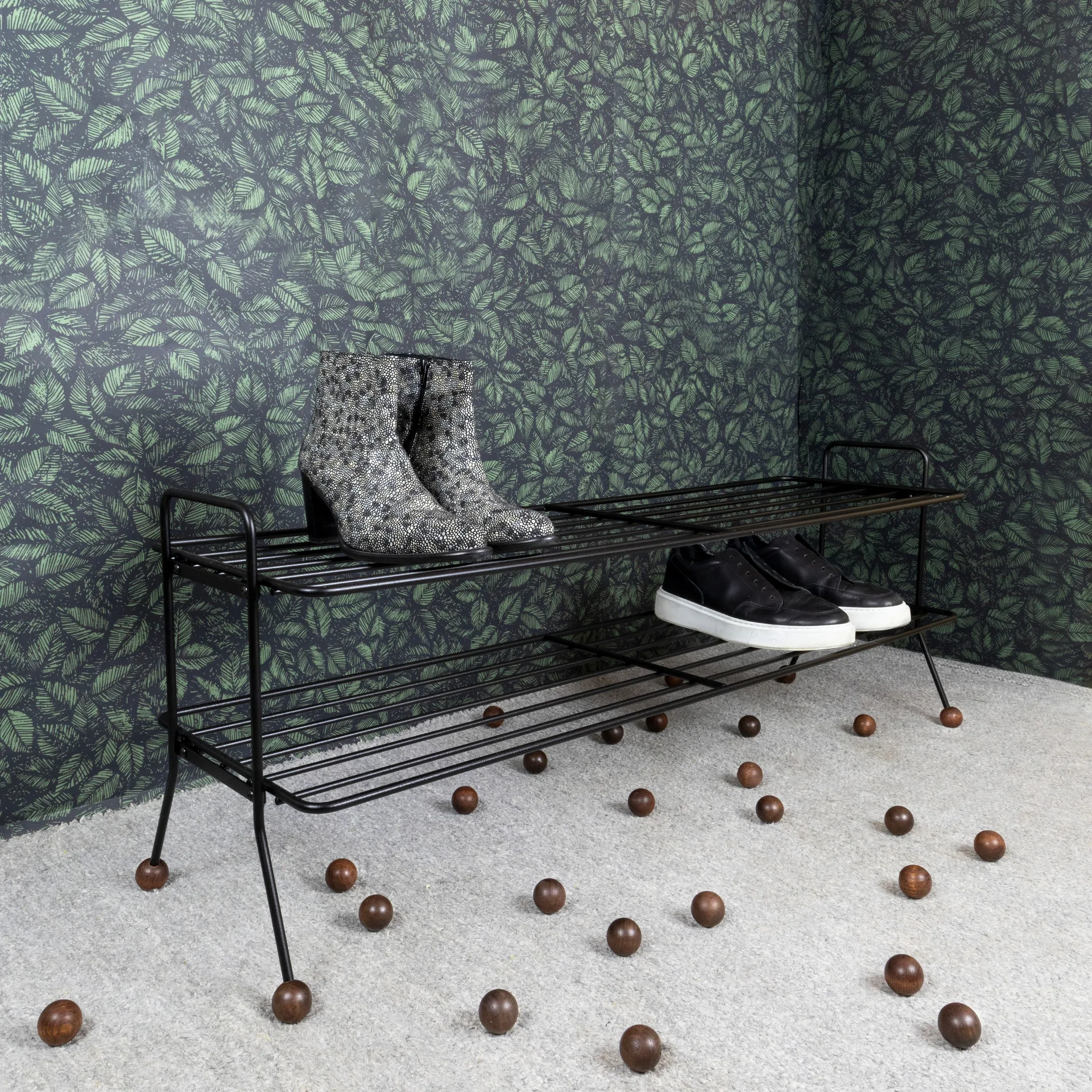 Bill Shoe Shelf L, Svart-mørkbrun Maze