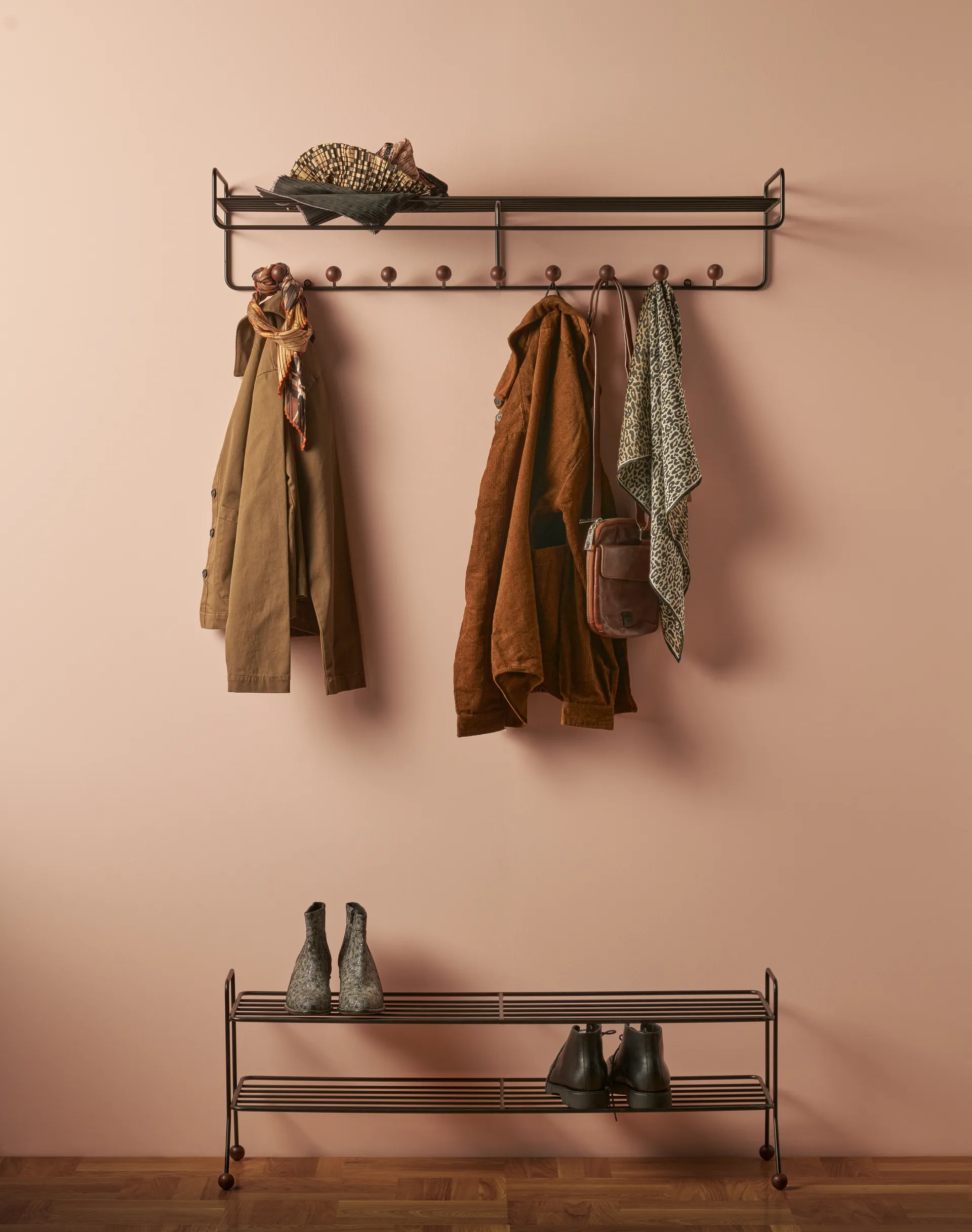 Bill Shoe Shelf L, Svart-mørkbrun Maze