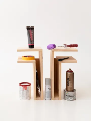 F-shelf Play DIY vegghylle - Pine, left - Maze