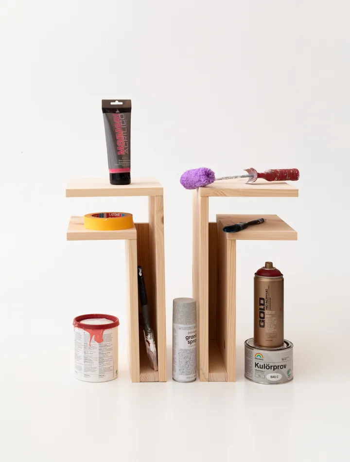 F-shelf Play DIY vegghylle - Pine, left - Maze