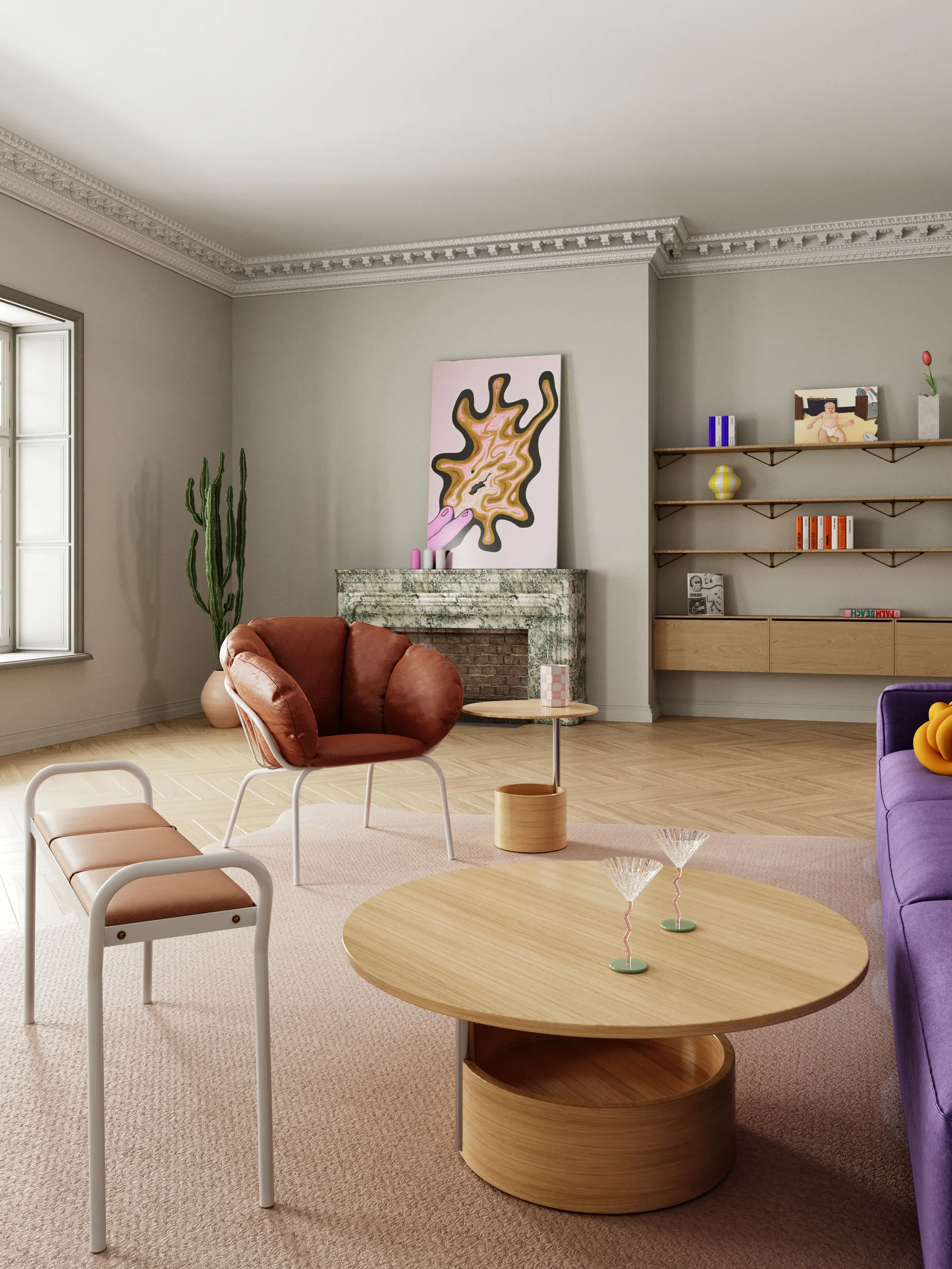 Parasol S salongbord Ø 50 cm, Oak Maze