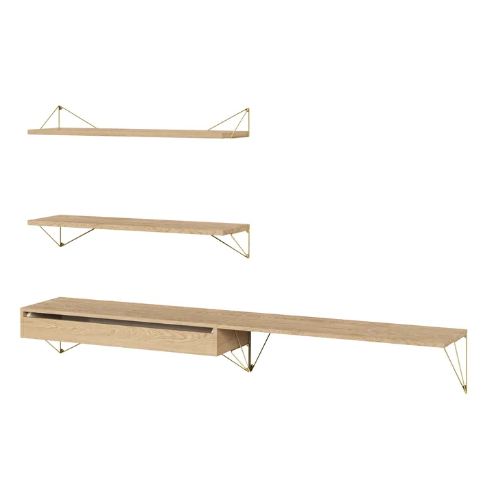 Pythagoras Bundle D hyllesystem eik-messing - Maze