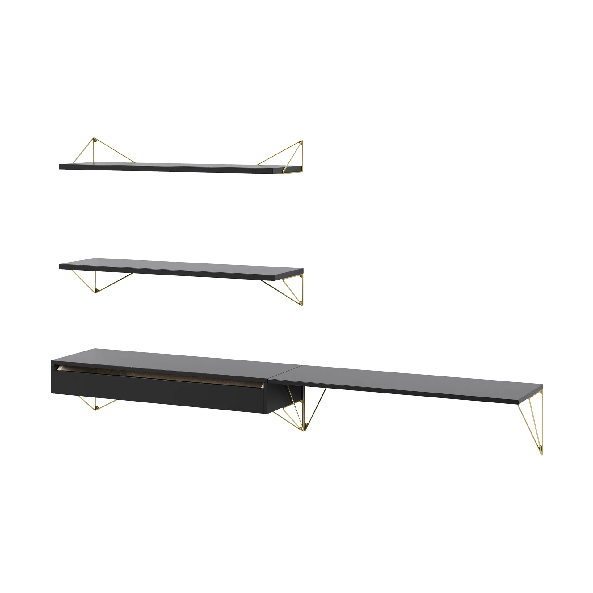 Pythagoras Bundle D hyllesystem svart-messing,  Maze