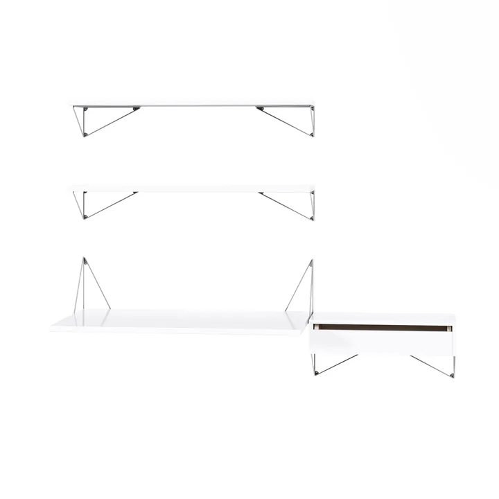 Pythagoras Bundle E hyllesystem hvit-krom - Maze