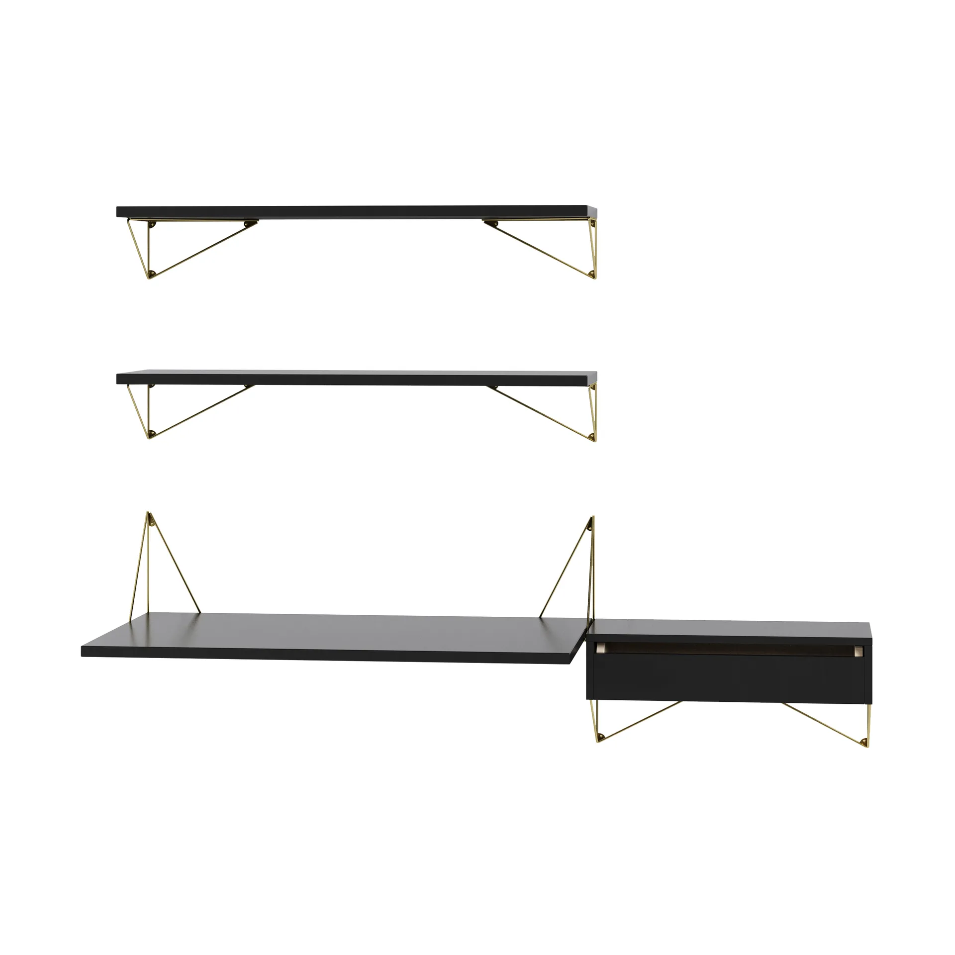 Pythagoras Bundle E hyllesystem svart-messing,  Maze