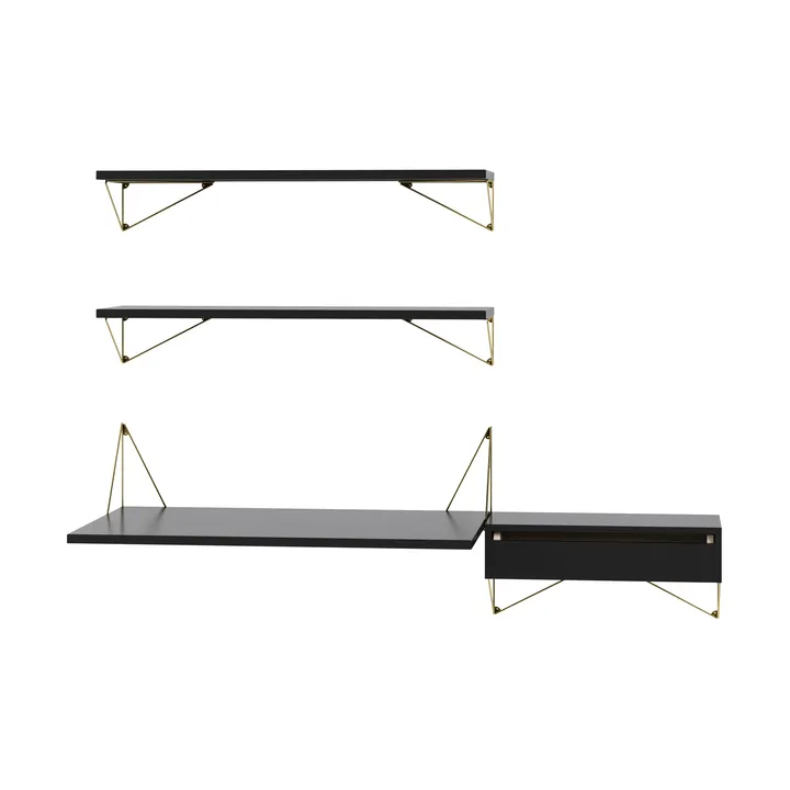 Pythagoras Bundle E hyllesystem svart-messing - Maze