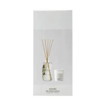 Meraki gavesett duftpinner og duftlys - Verbena drizzle-fresh linen - Meraki