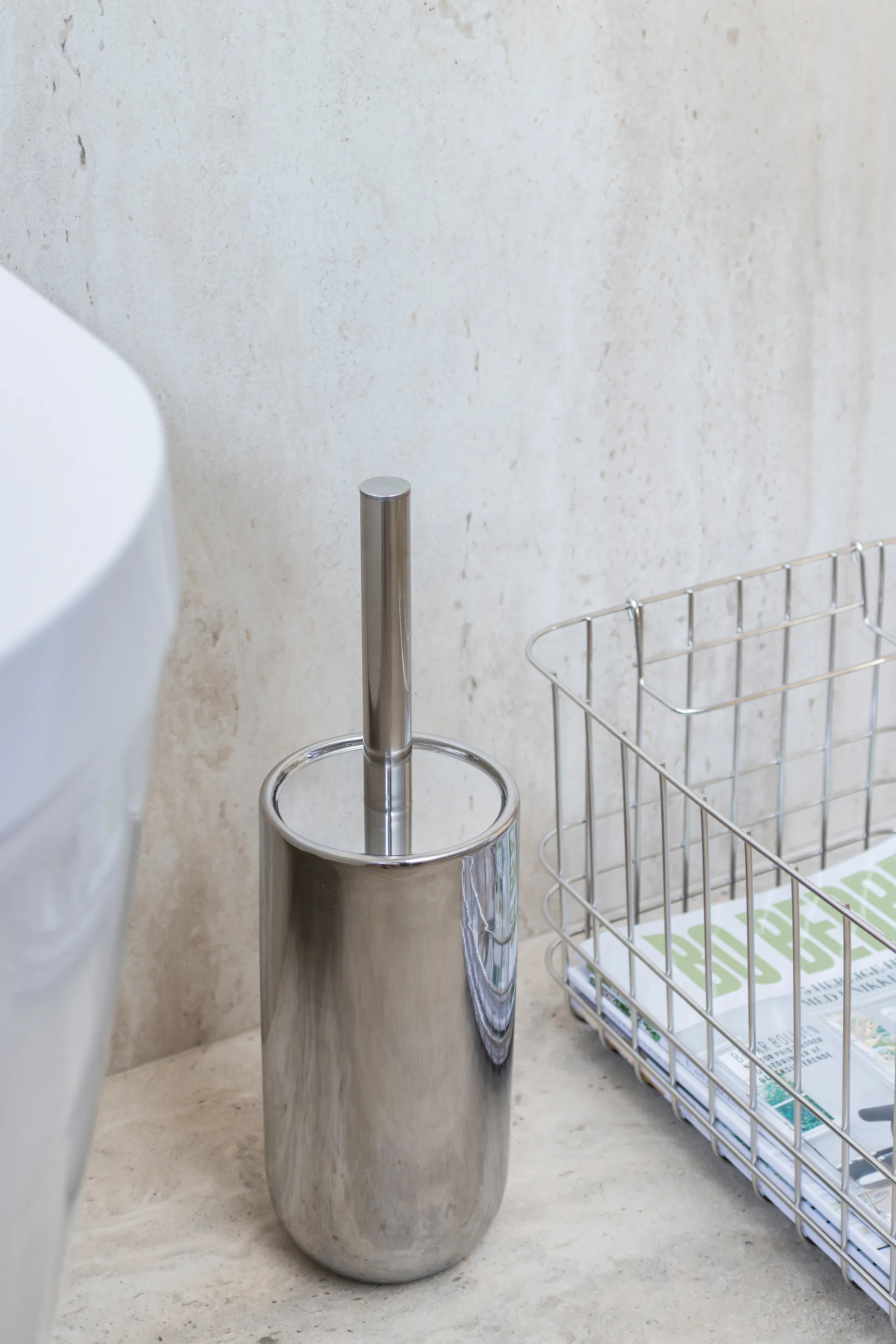 Lotus toalettborste keramikk, Chrome Mette Ditmer