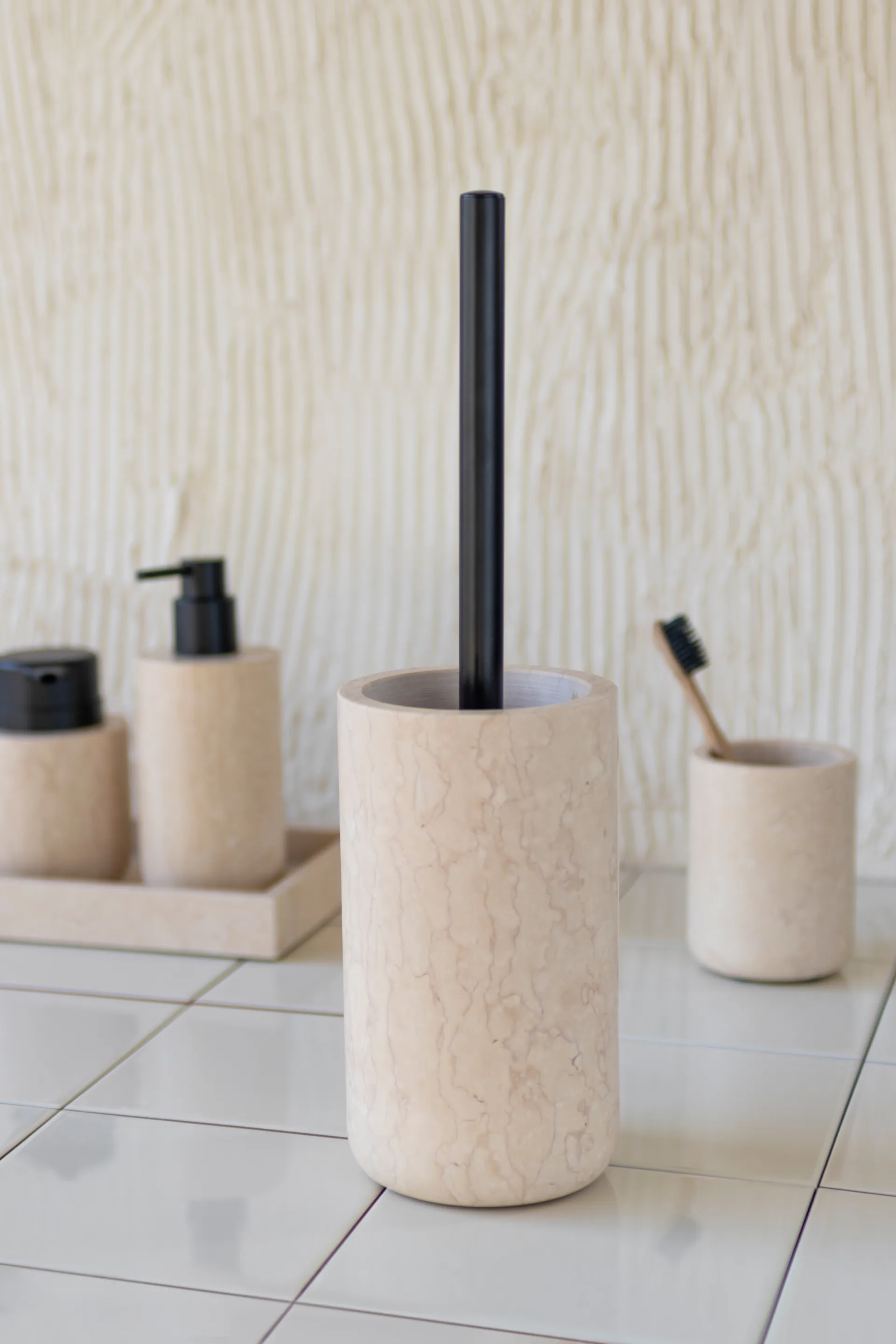 Marble toalettbørste 36 cm, Sand Mette Ditmer