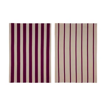 Stripes kjøkkenhåndkle 50x70 cm 2-pakning - Red-Beige (rød-beige), 50x70 cm - Mette Ditmer