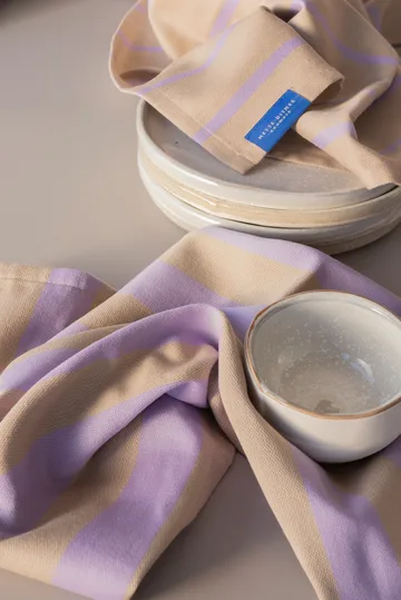 Stripes kjøkkenhåndkle 50x70 cm 2-pakning - Sand - Mette Ditmer