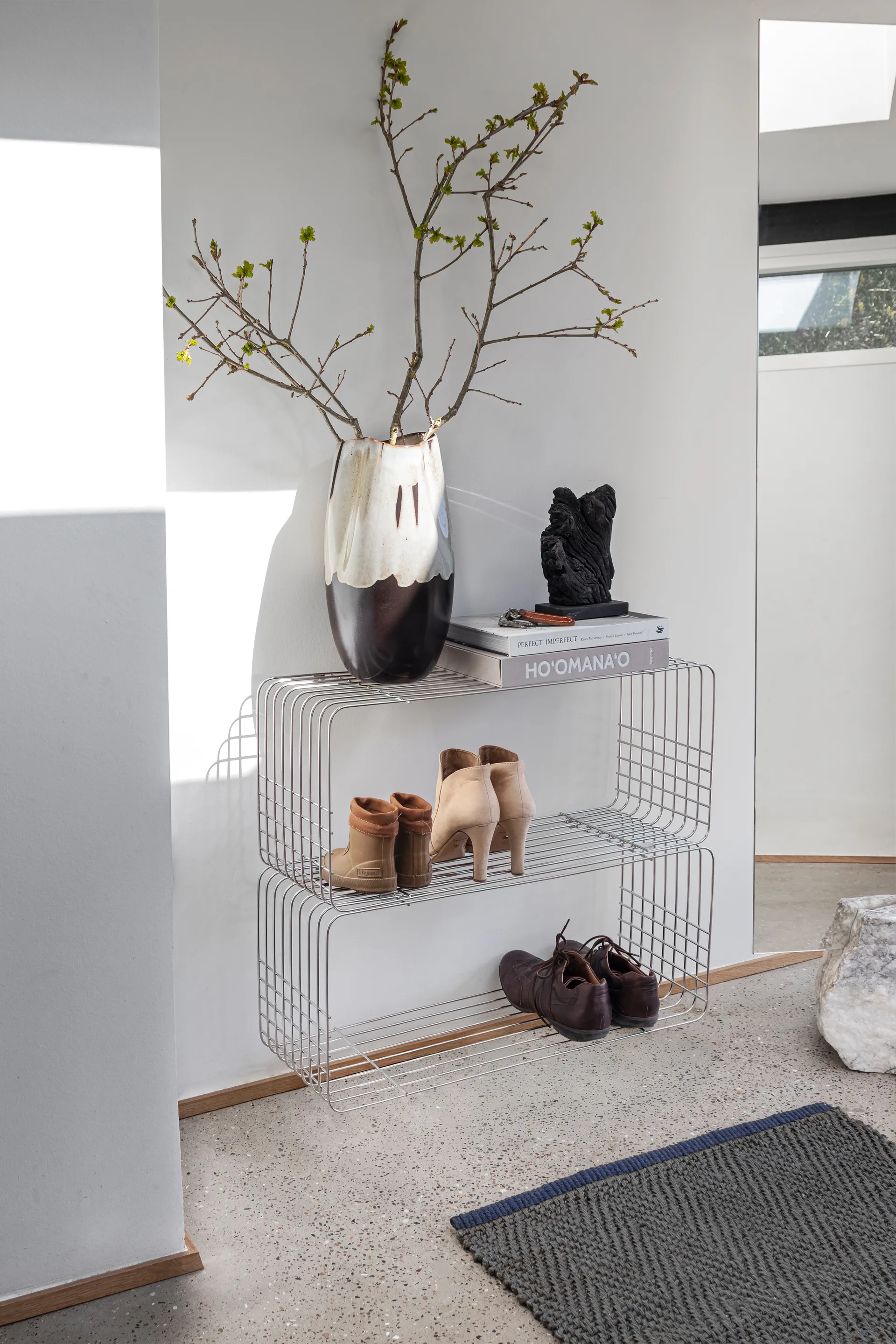 Wire hylle, Chrome, 31x70x26 cm Mette Ditmer