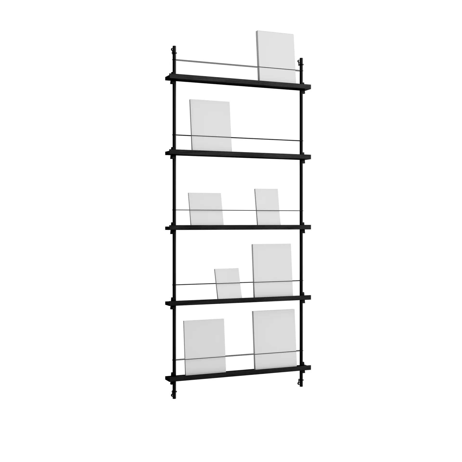 Magazine Shelving avisstativ, Black, 85x180x7 cm, MS.180.1 MOEBE