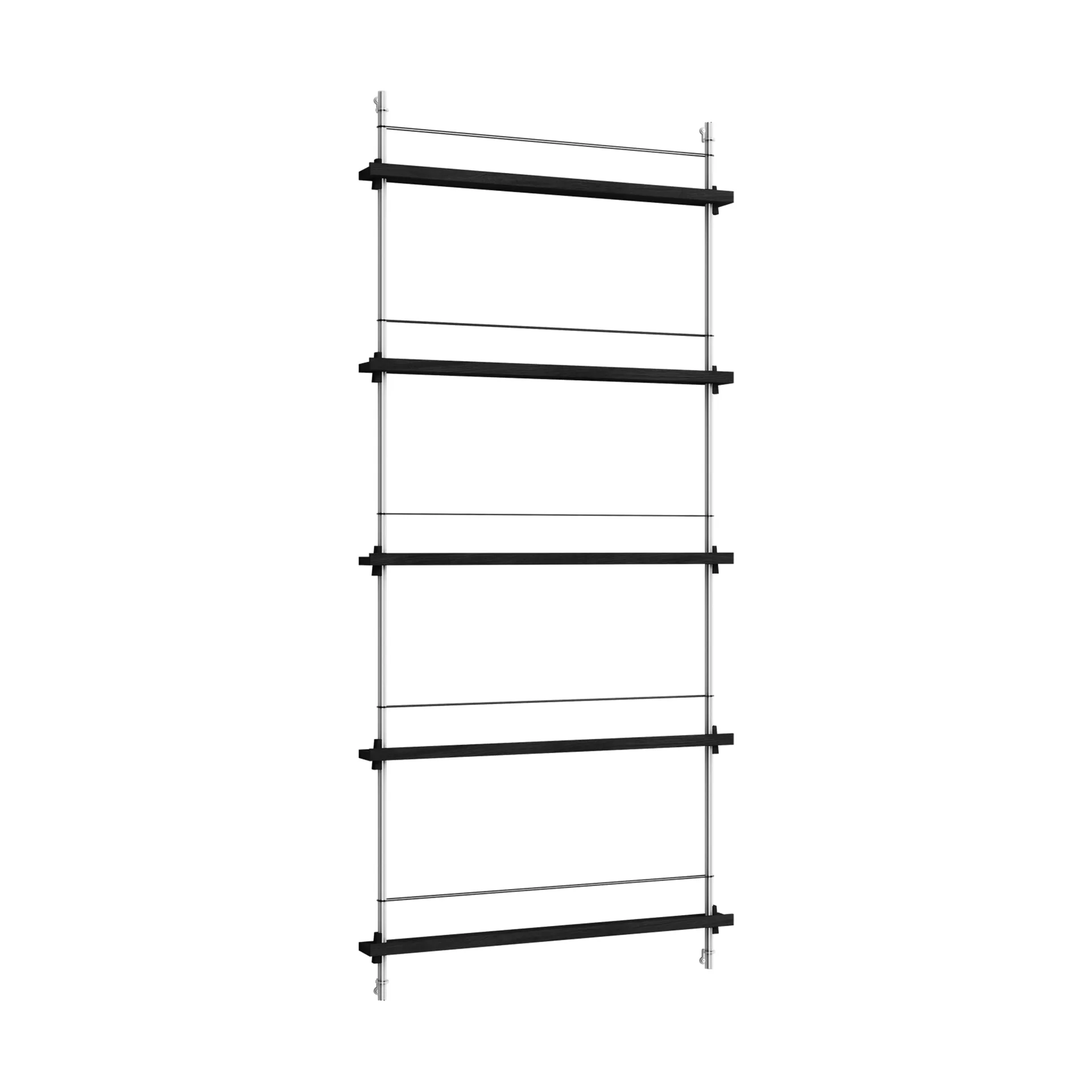 Magazine Shelving avisstativ, Black-rustfritt stål, 85x180x7 cm, MS.180.1 MOEBE