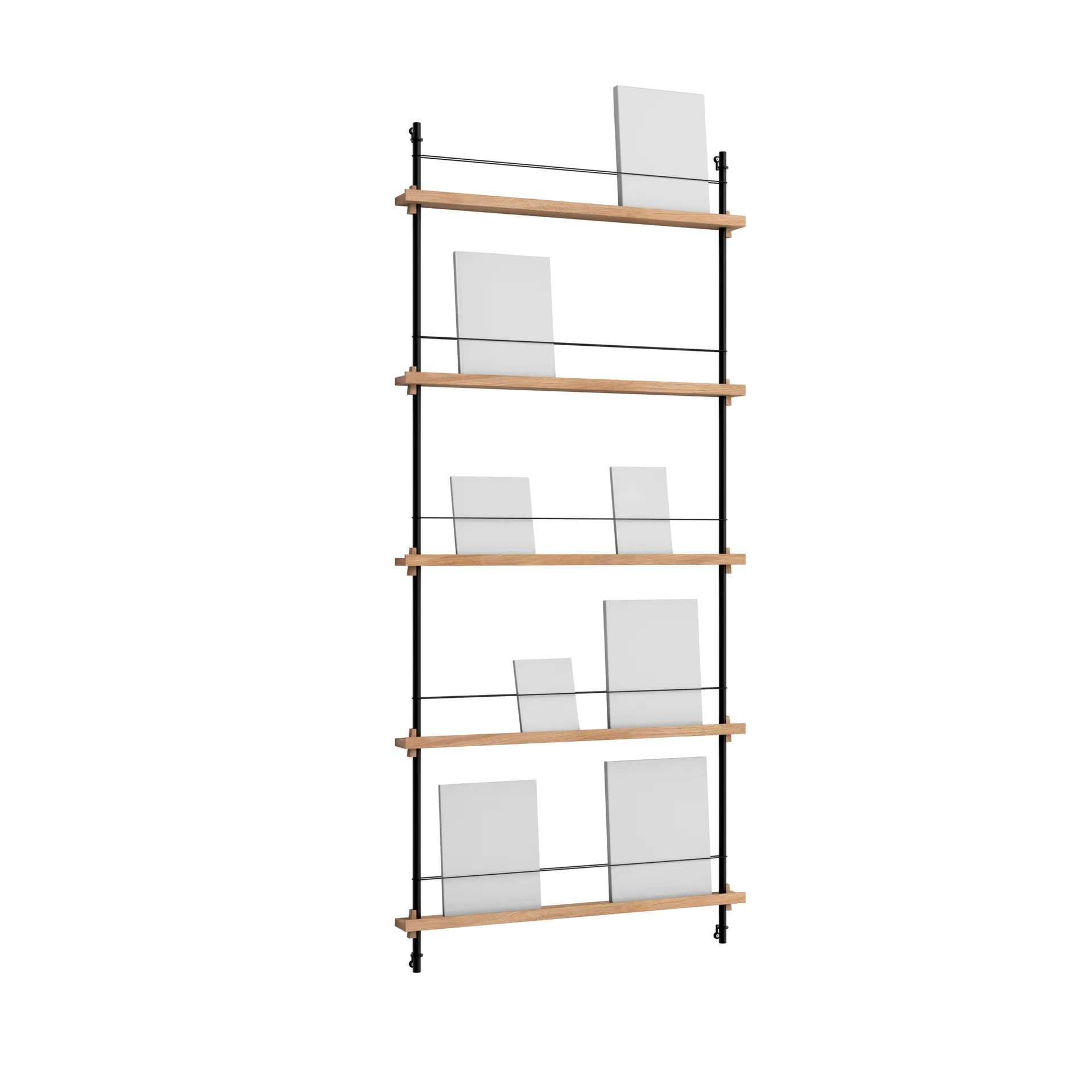 Magazine Shelving avisstativ, Eik-black, 85x180x7 cm, MS.180.1 MOEBE