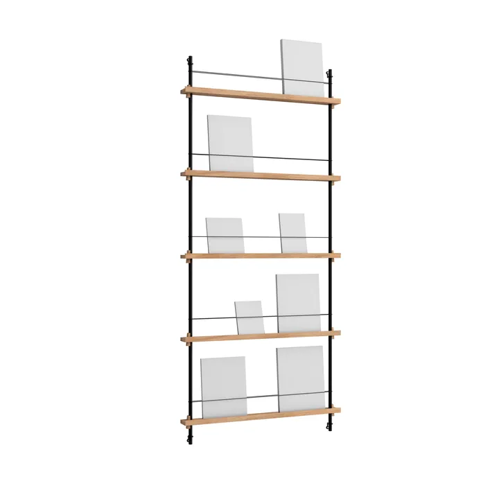Magazine Shelving avisstativ - Eik-black, 85x180x7 cm, MS.180.1 - MOEBE