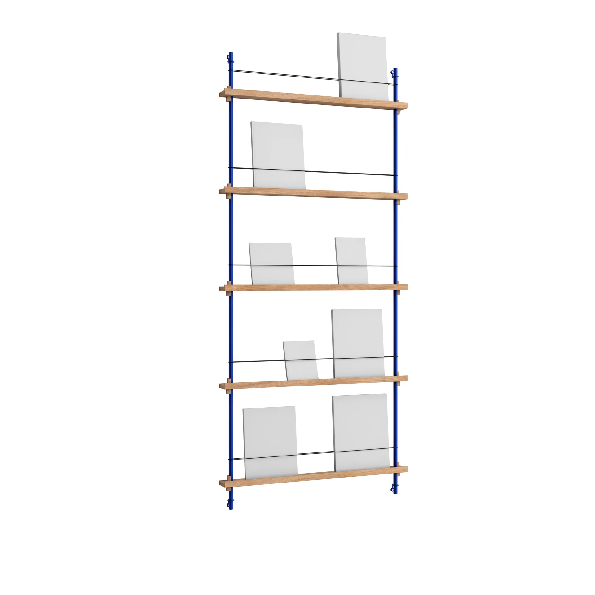 Magazine Shelving avisstativ, Eik-deep blue, 85x180x7 cm, MS.180.1 MOEBE