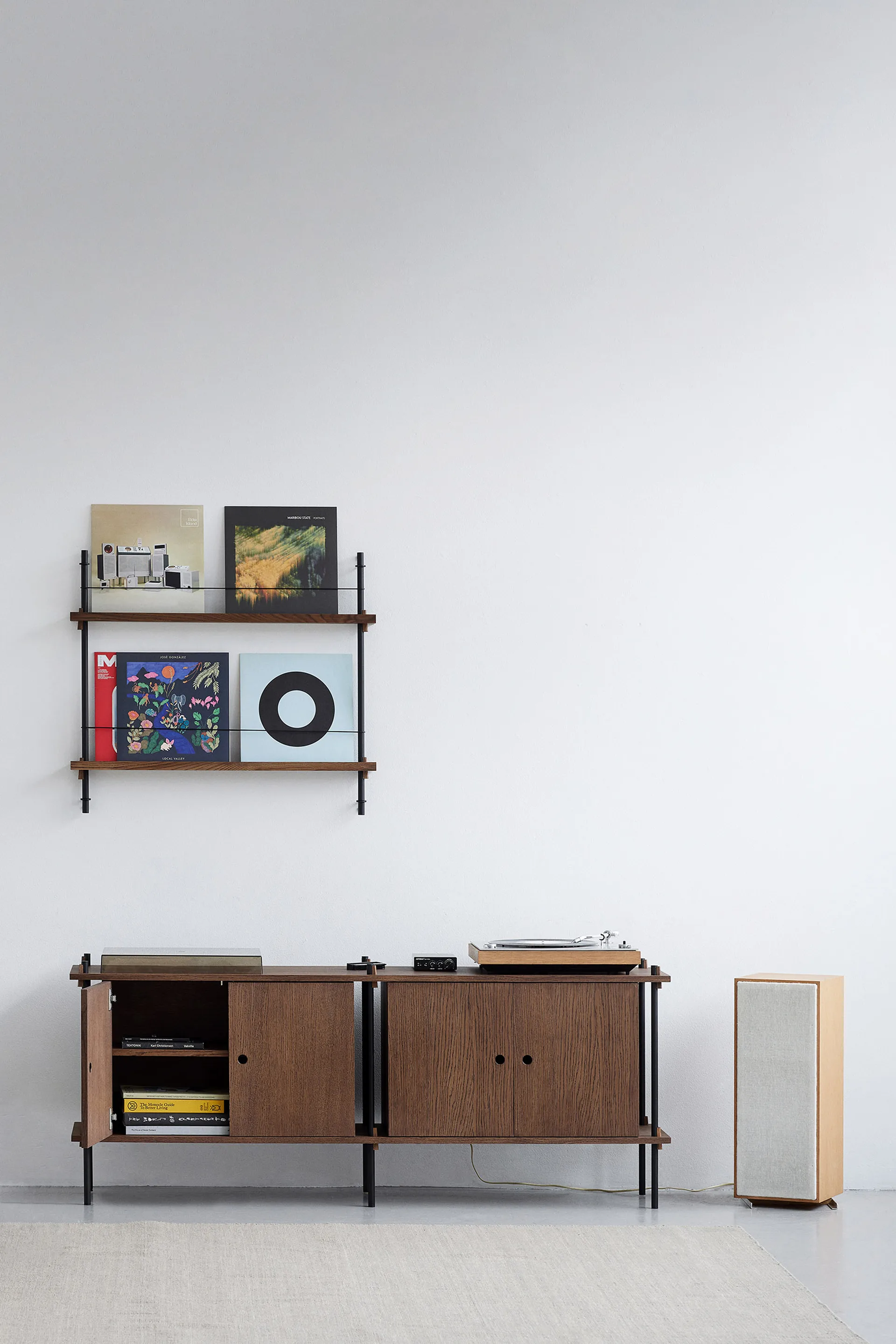 Magazine Shelving avisstativ, Eik-rustfritt stål, 85x115x7 cm, MS.115.1 MOEBE