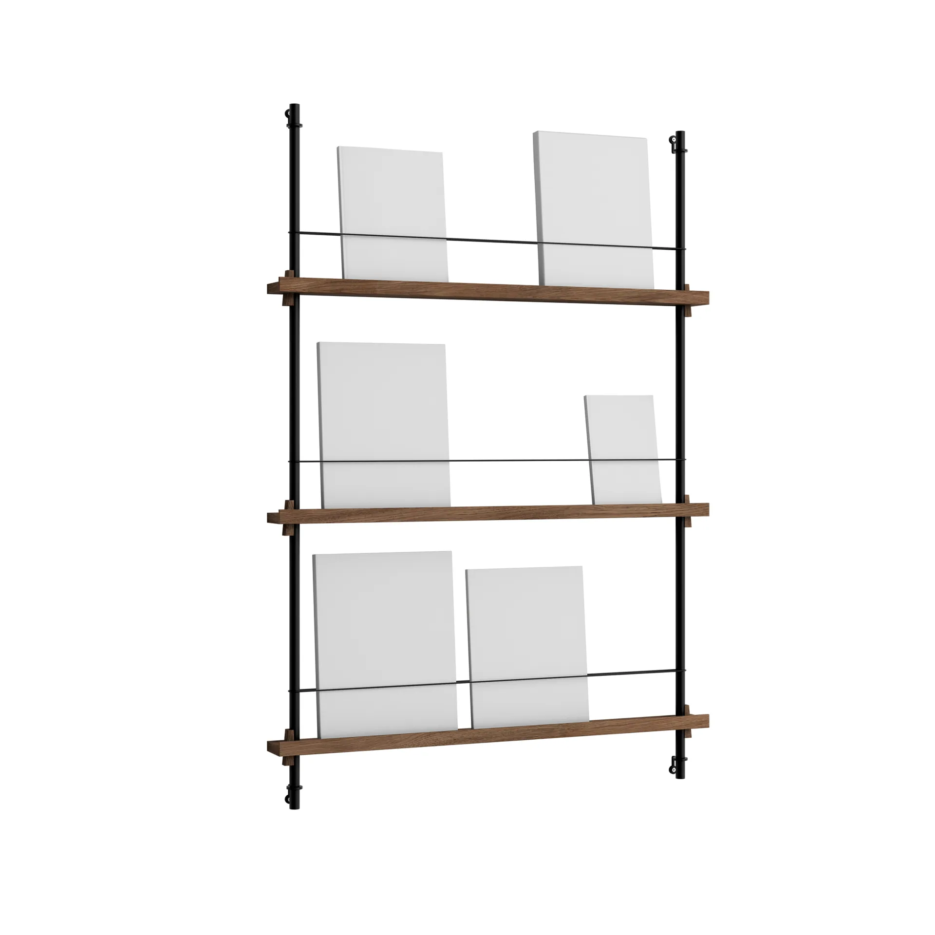 Magazine Shelving avisstativ, Røkt eik-black, 85x115x7 cm, MS.115.1 MOEBE